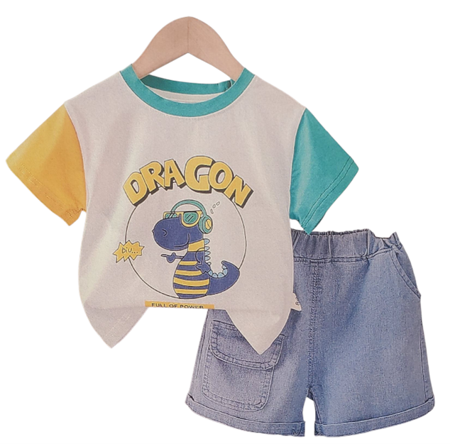 NZ1 - Boy's Dragon T-shirt & Shorts Set