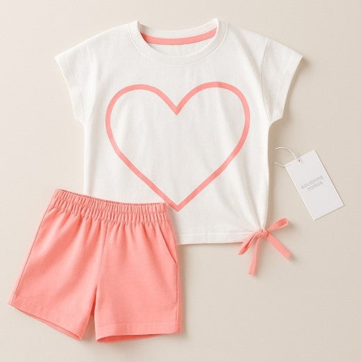 G020 - Pink Heart Shape T-Shirt & Short Set