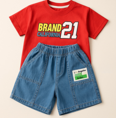 NZ7 - Boy's T-shirt & Denim Shorts Set