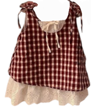 F1 - Gingham Sleeveless dres with Lace Hem