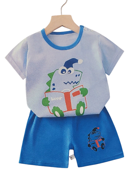 K36 - Boy's Dragon Print T-shirt & Shorts Set
