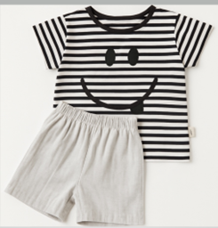 XG135 - Smile Striped T-shirt & Short Set