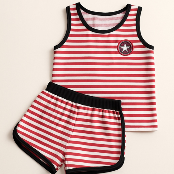 XB137 - Striped Tank & Shorts Set