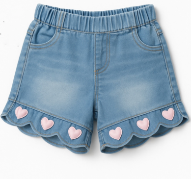 N24- Sweet Pink Heart denim Shorts