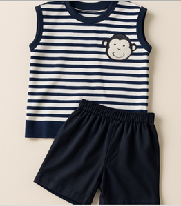 NTX-B011 - Boy's black Striped Tank & Shorts Set