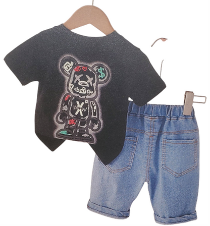 SS1 - Cool Bear  & Denim Shorts Set