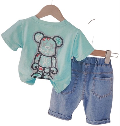 SS1 - Cool Bear  & Denim Shorts Set