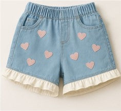 N2- Pretty Pink Hearts denim Shorts