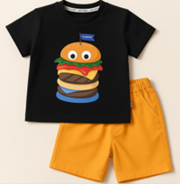BG1 - Burger Printed T-shirt & Shorts Set